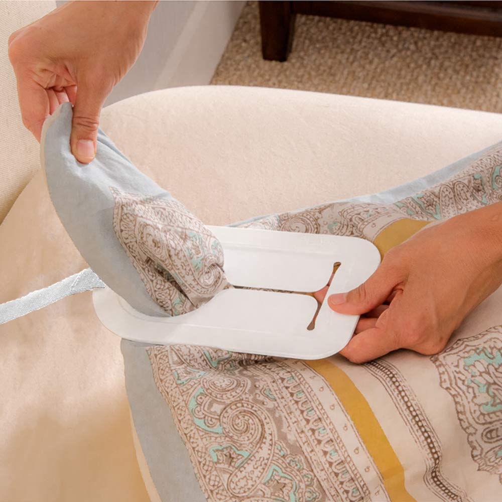 Mind Reader Duv-aid Duvet Cover Changer System, Time-Saving, Prevents Slipping, Easy to Use, Bedroom, Plastic, 2 Pcs, White.