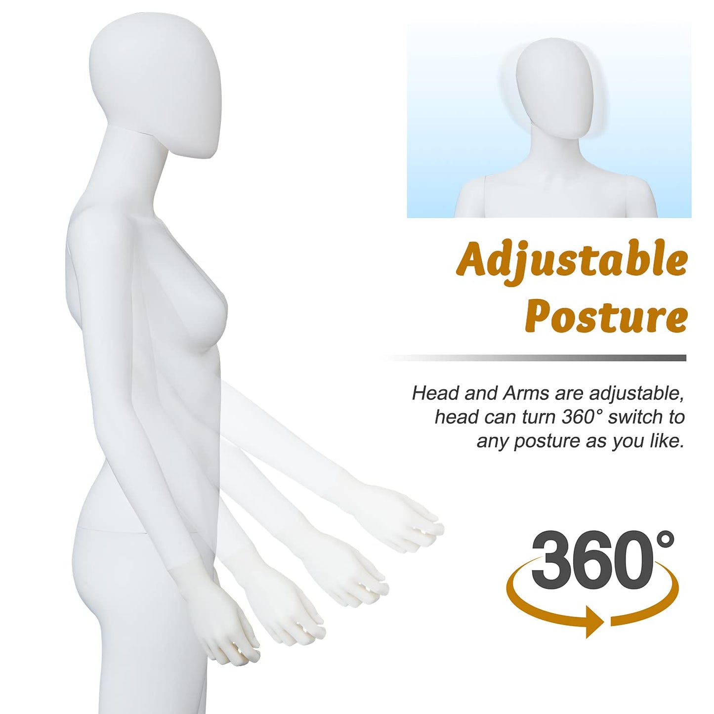 Kinfant Male and Female Mannequin Set - 6Ft Full Body Male and Female Detachable Mannequin with Stand for Clothing Shops, Clothing Design(White)