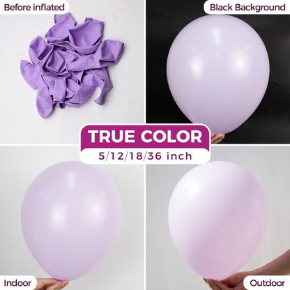 Bezente Pastel Purple Latex Balloons - 100 Pack 12-Inch Round Helium Lilac Party Decorations