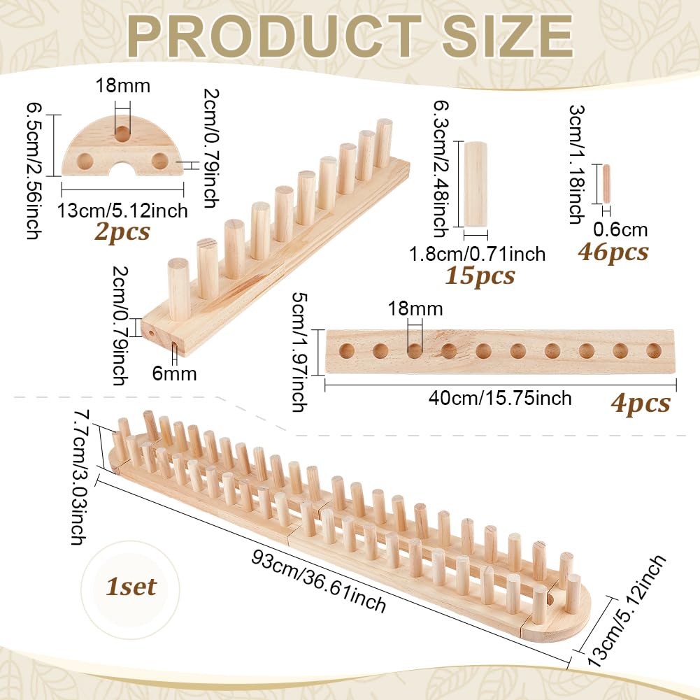 PH PandaHall 1.6m Chunky Blanket Loom Knitting Kit, Adjustable Size Hand Knitting Kit DIY Wooden Weaving Blanket Maker Yarn Crochet Loom Frame for DIY Hand Yarn Crafts Beginner