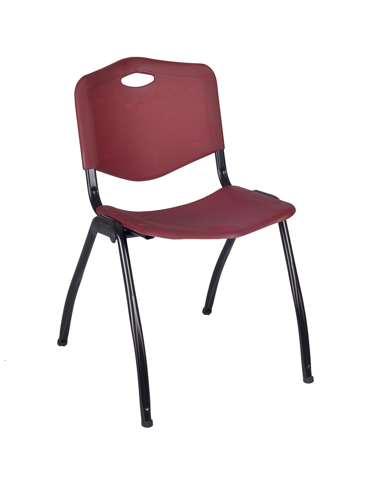 Regency Kobe 60 x 24 in. T-Base Training Seminar Table- Neo Walnut, 2 M Stack Chairs- Burgundy