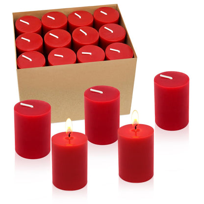 24 Packs Red Votive Candles, Small 2.0 Inch Unscented Wax Solid Colored Candles for Christmas Wedding, Party, Holiday & Home - 12 Hours Burning