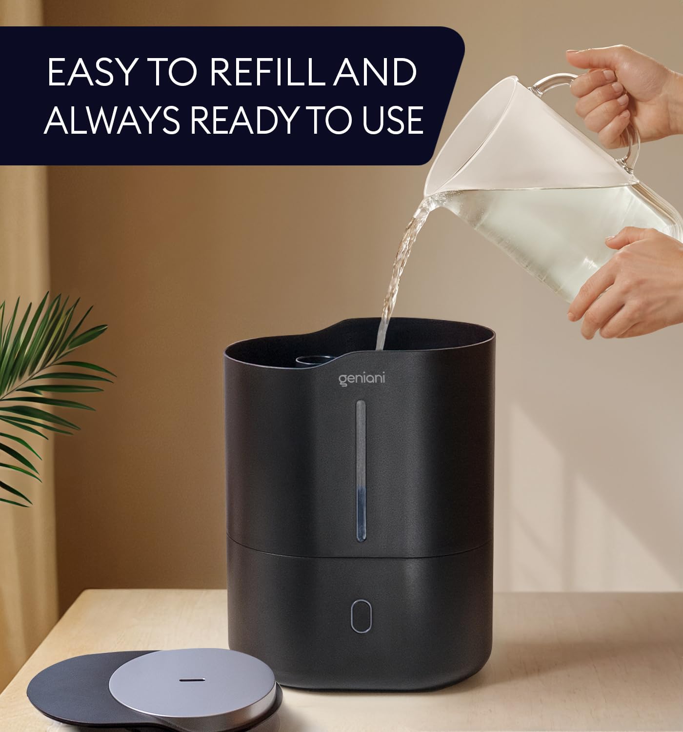 GENIANI Ultrasonic Cool Mist Humidifier for Bedroom, Large Rooms, Home, 4L - Easy Fill & Clean Humidifier for Plants w/Auto Shut-off, 40H Runtime - Quiet, Top Fill Air Humidifier