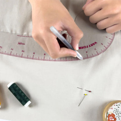 KEARING 12Inch Clear Vary Form Curve Ruler for Sewing, Sandwich Line Scale, French Curve Ruler for Pattern Making, Hip Curve Ruler for Measuring Fashion Design