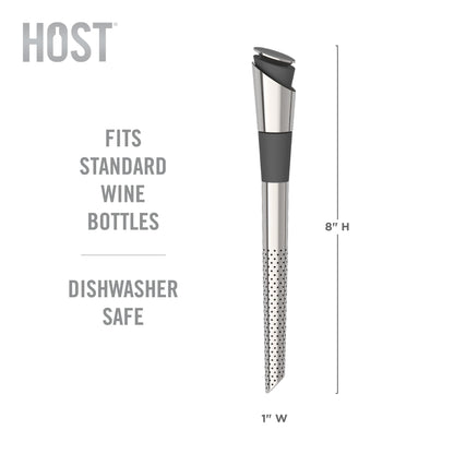 Host Wine Filter Pour Spout with Stopper, Stainless Steel Wine Purifier to Remove Histamines, Sulfite and Soften Tannins, Includes Stopper with Silicone Seal, Set of 1