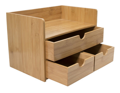 Sorbus Bamboo Desk Organizer - 3-Tier 100% Bamboo Desktop Organizers – Mini Bamboo Desk Drawer Tabletop Storage Box Countertop Organization 3 Drawers & Shelf - Office, Makeup Vanity, Fully Assembled
