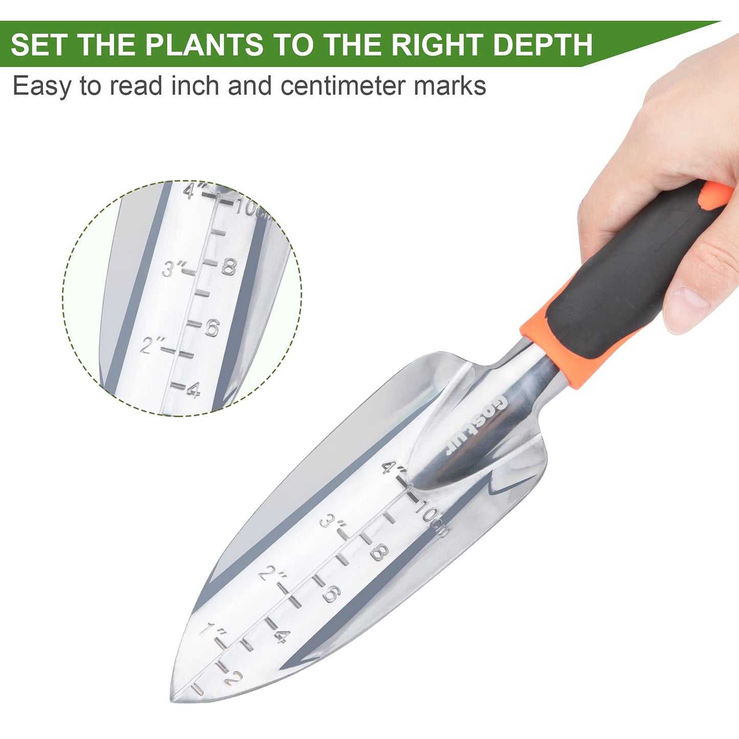 Gostur Garden Tool Set, 3PCS Sturdy Gardening Hand Tools Kit - Trowel/Shovel, Transplanter, Sharp Bypass Pruning Shears/Scissors/Clippers - Comfortable Handle - Ideal Gifts for Men & Women
