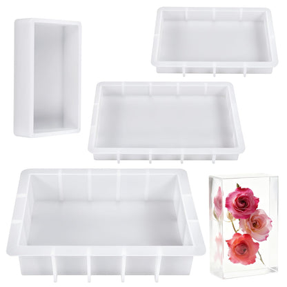 Large Rectangular Resin Molds 4PCS Epoxy Resin Casting Craft Mold Crystal Deep Casting Epoxy Mold for Flower Preservation Bookends DIY Art Home Décor, DIY Wedding Bouquets