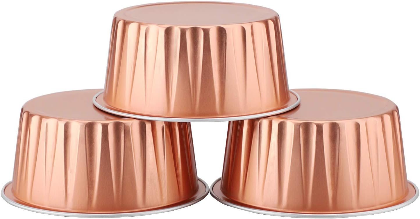 EUSOAR Disposable Baking Cups, 5oz 50pcs Foil Ramekins, Aluminum Muffin Liners with Lids