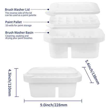MyLifeUNIT Paint Brush Cleaner, Paint Brush Holder and Organizers with Palette for Acrylic, Watercolor, and Water-Based Paints (White)