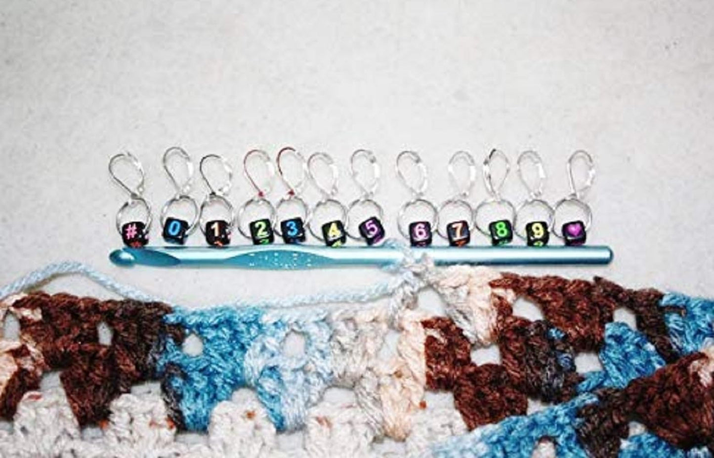 12 Numbered STITCH MARKERS for Knitting and Crochet, Progress Keepers. Locking, Removable, Crochet Earrings