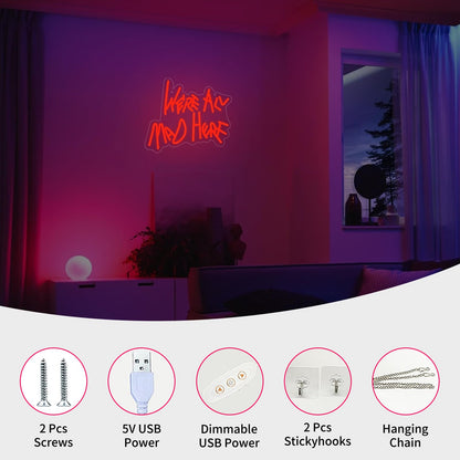 Neonawall Neon Sign for Wall Decor Light Up Letters Business Led Sign Birthday Party Gifts Led Decorative Night Signs Room Decorations Birthday Party Signs for Bar Club (We’ re All Mad Here)