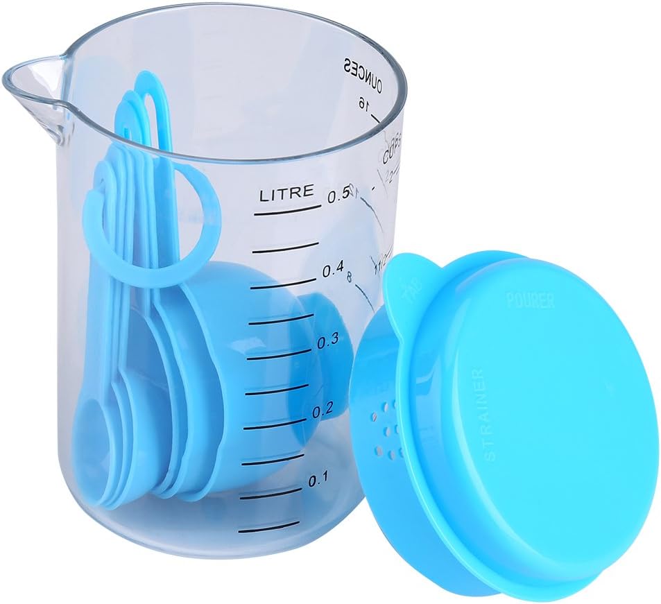 Plastic Measuring Cups with Measuring Spoons - 7Pcs Measuring Cups and Spoons Set for Kitchen