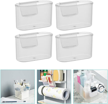 Cabilock Shelf Bracket Desktop Stand, 4pcs Mini Fridge Organizer, Clear Plastic for Fridge Side Door Holder