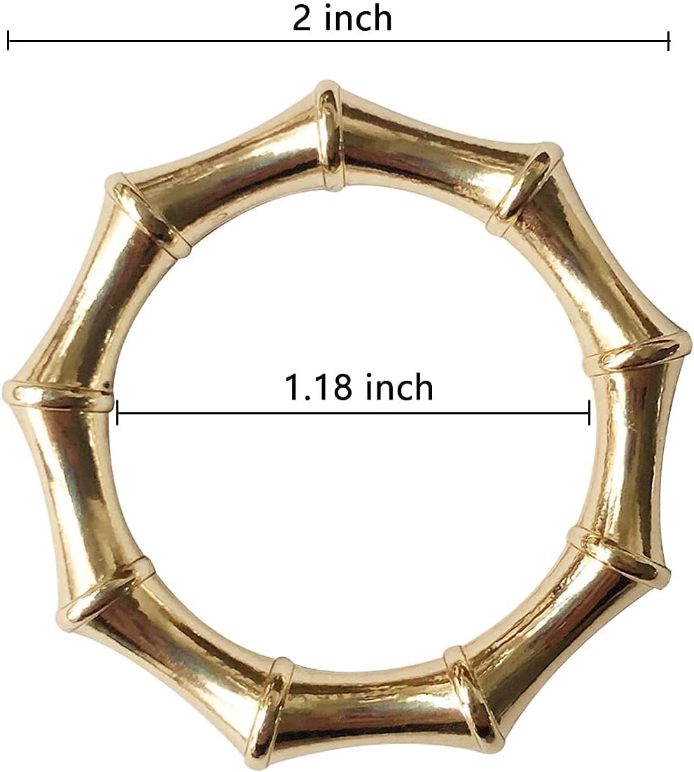 Napkin Rings Set of 6, Bamboo Knuckles Style Gold Napkin Holder for Table Decoration, Wedding, Family Dinner,