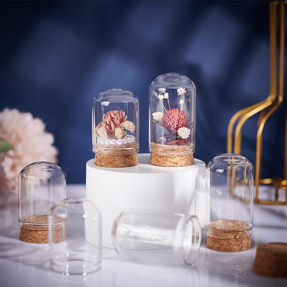 BENECREAT 30 Pack 15ml Glass Jars Bottles, Glass Display Cloche Dome Decoration Bottles 1.5x1.1" with Cork Stoppers for Party Favors, Arts Projects, Home Decoration