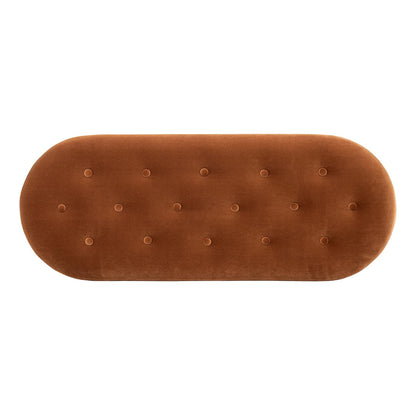 Jennifer Taylor Home 48.5" Oval Tufted Bullion Fringe Storage Bench, Burnt Orange Performance Velvet