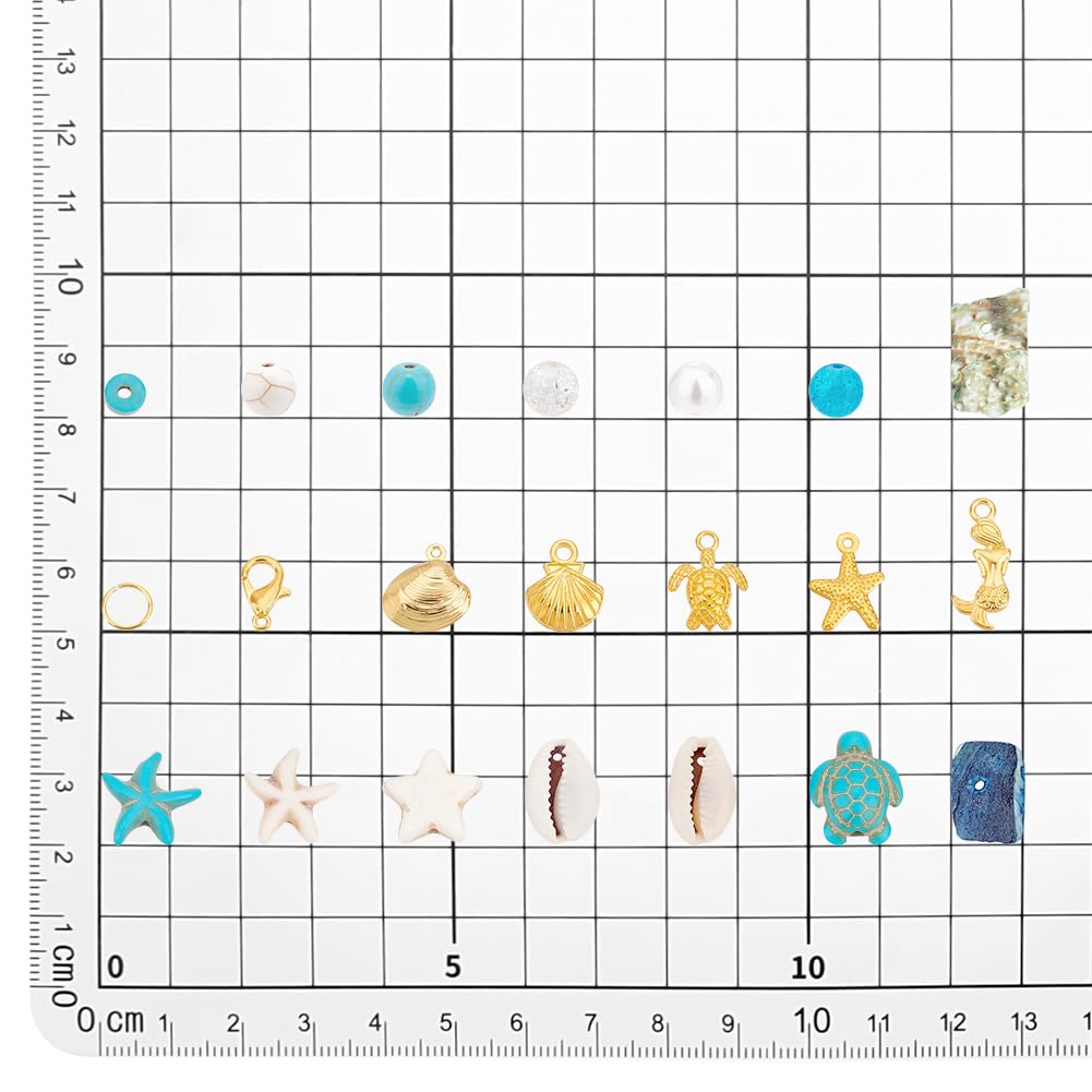 PandaHall 357pcs Starfish Shell Beads Ocean Jewelry Making Kit - 20g Synthetic Turquoise Seashells, Turtle & Mermaid Charms, Cowrie Shell Beads for Summer Beach Necklace, Bracelet & Anklet