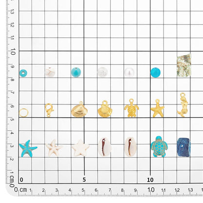 PandaHall 357pcs Starfish Shell Beads Ocean Jewelry Making Kit - 20g Synthetic Turquoise Seashells, Turtle & Mermaid Charms, Cowrie Shell Beads for Summer Beach Necklace, Bracelet & Anklet