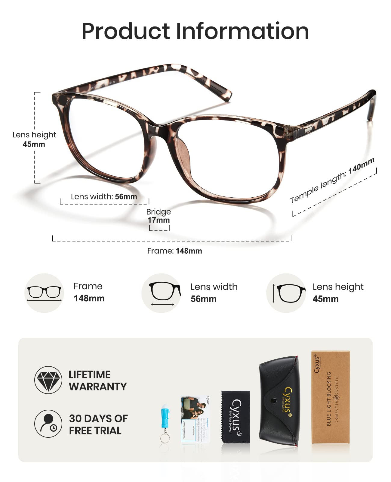 Cyxus Blue Light Blocking Glasses Women Men Computer Gaming Square Glasses UV400 Protection Anti Eyestrain