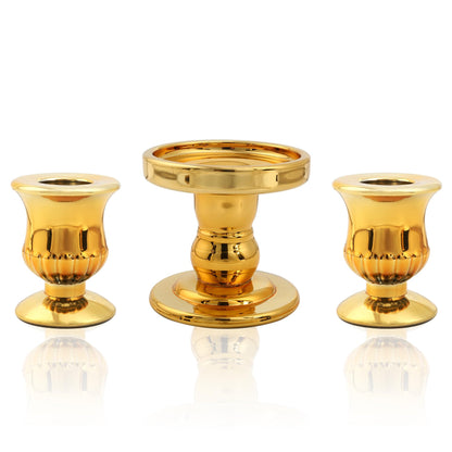 Gold Unity Candle Holder - Glass Candle Holders for Pillar Candles Taper Candles, Glass Candlestick Holders Set of 3, Decorative Clear Glass Candlestick Holder for Wedding Table Dinning Centerpiece