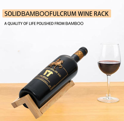 Single Wine Bottle Holder, Personalized Bamboo Stand for Table Top Wine Rack, Countertop Organizer