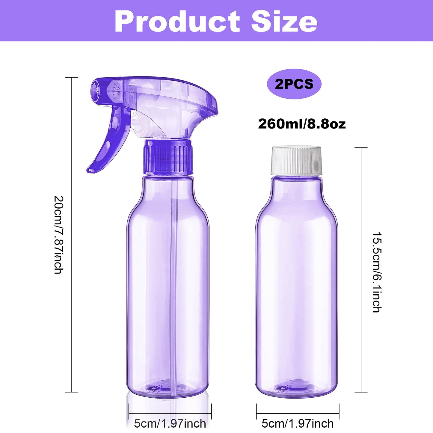 Cosywell Plastic Spray Bottles 8.8oz/260ml 3 Pack Empty Spray Bottle for Cleaning Mist/Stream Heavy Duty Water Spraying Bottle for Cooking Hair Care Essential Oils(Clear)