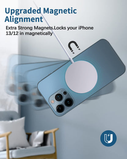 Magnetic Wireless Charger Mag-Safe Charger for iPhone 17/16/15/14/13/12 Series Convertible Magnet Wireless Charging Stand/Pad with 5ft Cable for iPhone and AirPods 2/3/Pro 2/Pro