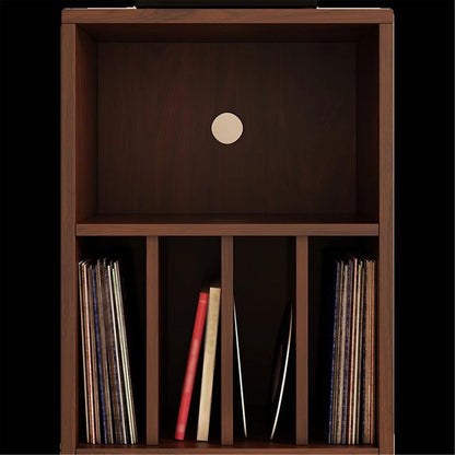 FURUIM2024M CD Record Storage Rack Wooden Vinyl Record Low Cabinet with Drawers Storage Unit Display Holder(Black)