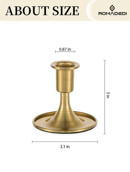 Romadedi Gold Candlestick Candle Holders - Brass Taper Holders Candle Stick for Wedding Table Centerpiece Festive Christmas Mantel Decoration Home Decor, Set of 6