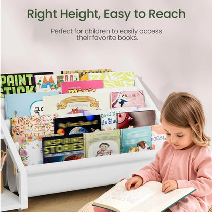 2 4-Tier TCW16WB CHOEZON Kids Bookshelf, Book Shelf for Kids Rooms, Toddler Bookshelf with Open Shelves and Sling Rack