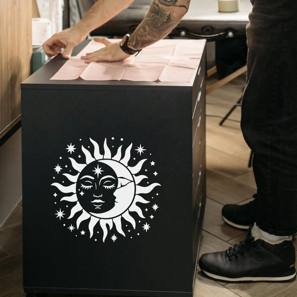 EVERJOYCRAFT 12pcs Mandala Sun and Moon Stencils for Painting 11.8"x11.8" Plastic Drawing Stencils for Crafts Reusable Star Tree Templates with Brushes Painting on Wood Wall Furniture Canvas Scrapbook