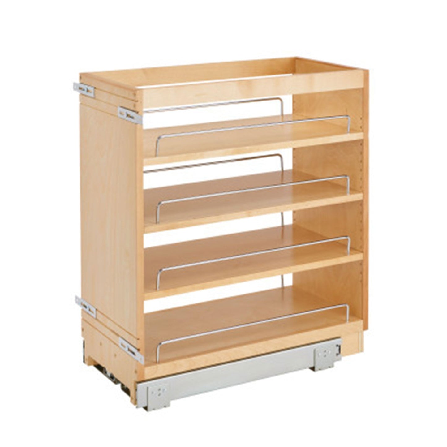 Rev-A-Shelf 6.5" Pullout Kitchen Cabinet Storage Organizer Slide Out Pantry Spice Rack with Adjustable Shelves, Natural Maple, 448-BC-6C