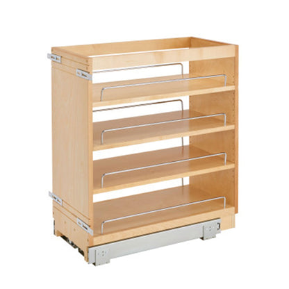Rev-A-Shelf 6.5" Pullout Kitchen Cabinet Storage Organizer Slide Out Pantry Spice Rack with Adjustable Shelves, Natural Maple, 448-BC-6C