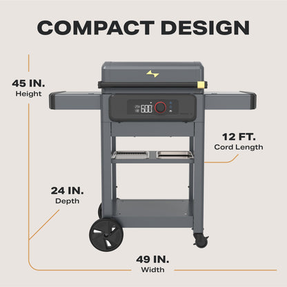 Current® Model G Griddle, Smart Electric Outdoor Flat Top BBQ Grill with 200°F to 600°F Range for Searing & Roasting, Digital Precision, Apartment-Friendly & Weather-Resistant, Slate