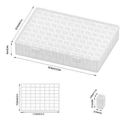 VANSUNS Newly Upgraded Transparent Large Capacity Diamond Painting Storage Containers,96 Grid Craft Organizers and Storage, Suitable for Nail Art, Necklaces, Bead Storage Containers