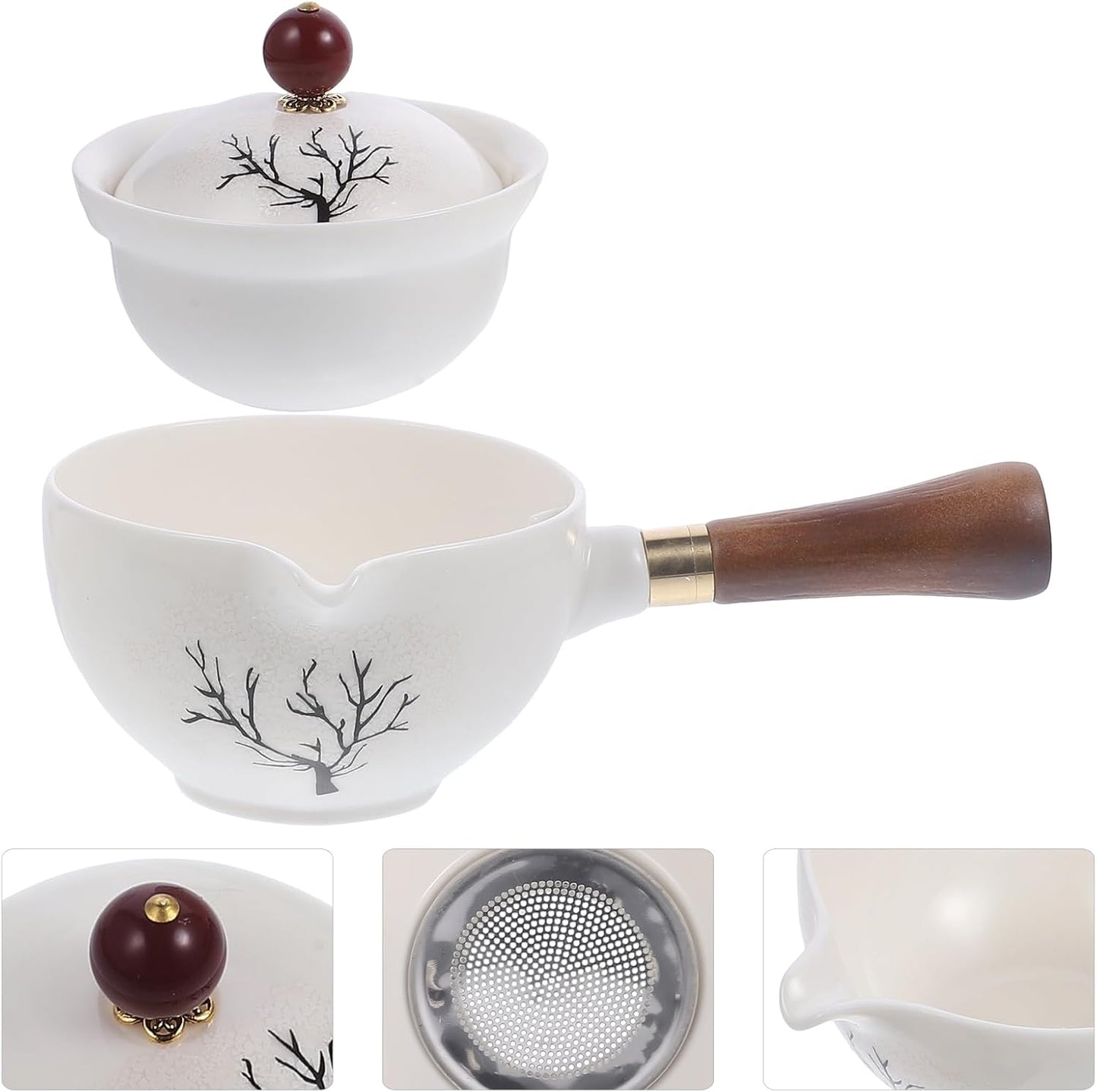 HEMOTON Tea Maker - Ceramic Side Handle Jug for Turkish Household Tool Set, Mini Insulated Tea Kettle