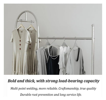 CUTPOIY Clothes Rail Garment Rack Commercial Heavy Duty Garment Rack, Stainless Steel Clothing Rack Free Standing Coat Rack for Bedroom Clothes Drying Rack for Hanging Clothes, Silver-130x40x170cm
