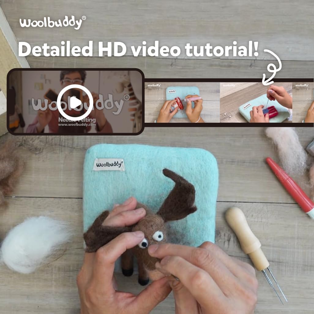 Woolbuddy Needle Felting Kit for Beginners & Adults – Panda DIY Felt Animal Starter Kit with Natural Wool Roving, Felting Needles & Step-by-Step Instructions