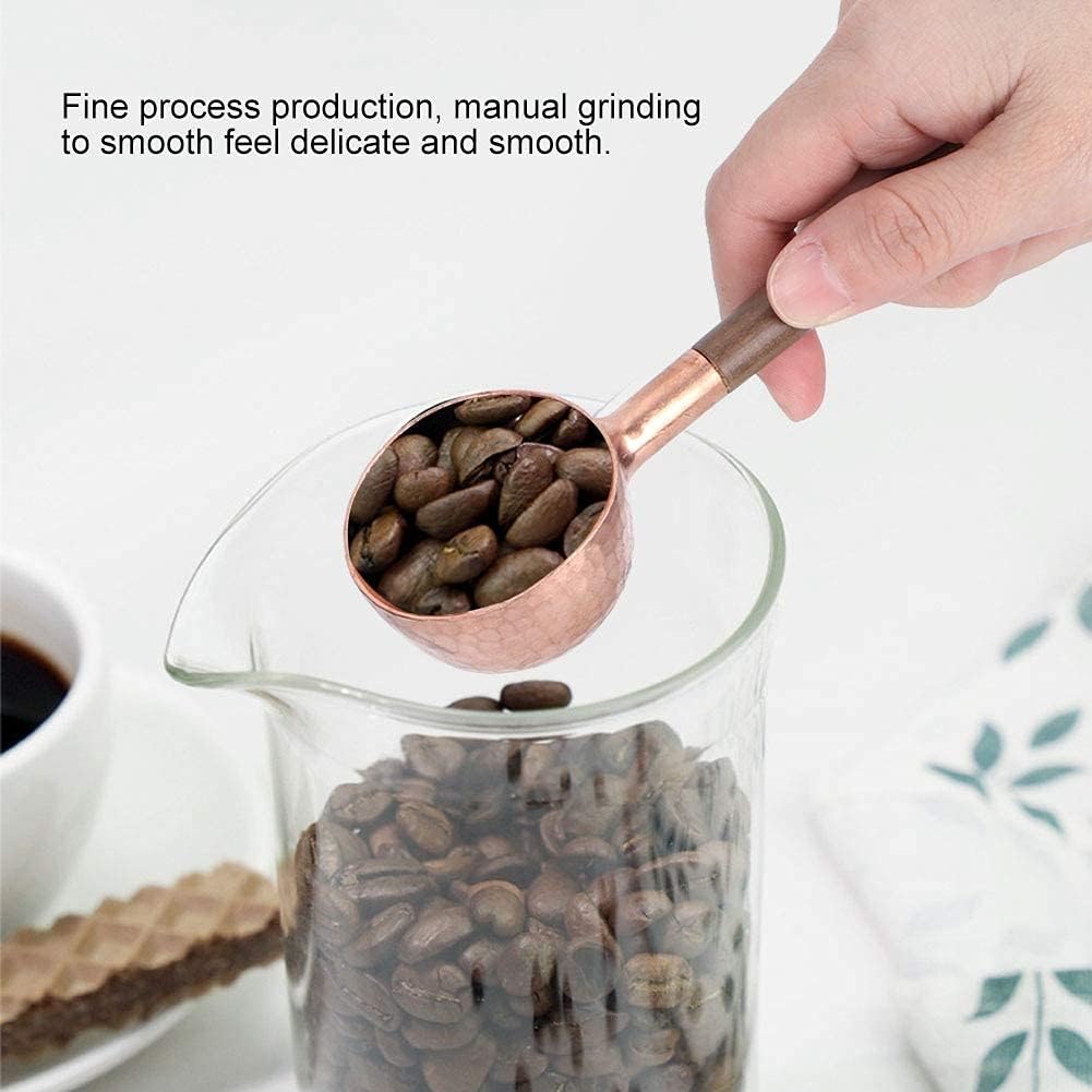 Measuring Scoop Spoon, Red Copper Coffee Measuring Spoon with Black Walnut Handle for Tea, Sugar, Salt, Flour