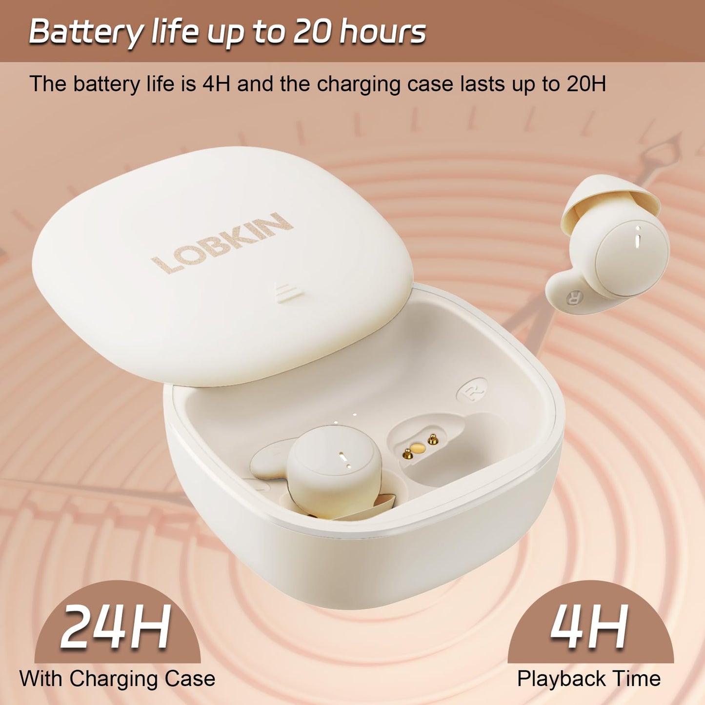 LOBKIN Sleep Headphones,Wireless Bluetooth 5.4 Noise Blocking Sleeping Headphones,Sleep Earbuds for Side Sleepers in-Ear Soft Mini Invisible Buds for Sleeping Working