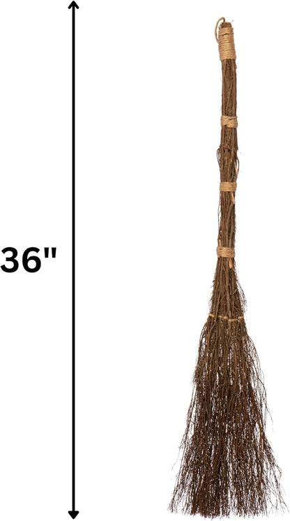 Witches Broom 36” – Witch Broomstick Halloween Costume Accessory & Decoration | Hocus Pocus Broom Prop | Wicked Witch Broomstick Decor for Halloween Displays