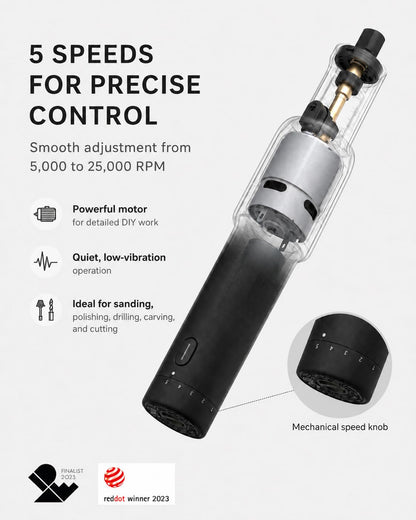HOTO 35-in-1 Cordless Rotary Tool Kit, Strong Motor, 25000RPM 5 Variable Speed Powerful Engraving Pen, LED Light, Ideal for 3D Printing Sanding, Polishing, Drilling, Carving, Cutting DIY Crafts