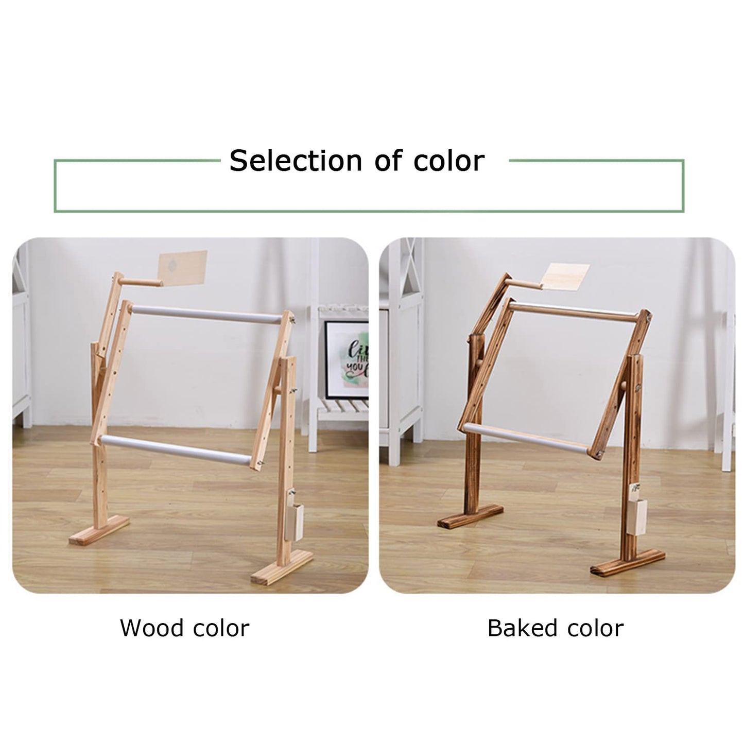 ELUKHT Cross-Stitch Frame Embroidery Frame, Vertical Solid Wood Adjustable Embroidery Frame, Cross-Stitch Frame, Widened Base, Right Tool Box, Convenient Storage (Baked Color)