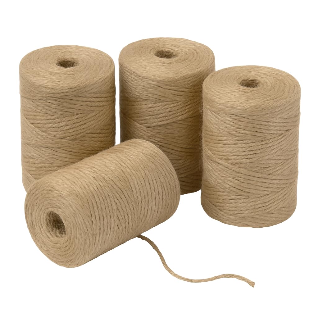 Gardzen 4 Pack Natural Jute Twine String (328 ft Each), 3-Ply Durable Brown Craft Twine for Gardening, Gift Wrapping, Flower Bouquet, Arts & Crafts, Hemp & Burlap String for DIY Projects