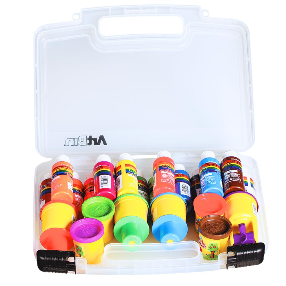 ArtBin 8014AB 14 Inch Quick View Carrying Case - 14 in. x 3.375 in. x 10.25 in., Lockable Art and Craft Supply Storage with Latches and Handles, Portable, Clear