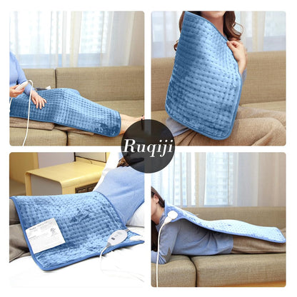 Ruqiji 17''x33'' XXXL King Size Heating Pad with 120 Minutes Auto Shut Off&6 Temperature Settings, Flannel Electric Heating Pad/Pain Relief for Back/Neck/Shoulders/Menstrual Pain/Leg Cramp (Dark Blue)