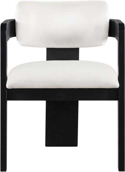Meridian Furniture 11095Cream-C Sacha Collection Art Deco Dining Chair, Ultra Luxe Cream Velvet, 460 GSM Velvet, Solid Fluted Wood Black Finish, 22.5" W x 22" D x 31" H, Cream, Set of 2