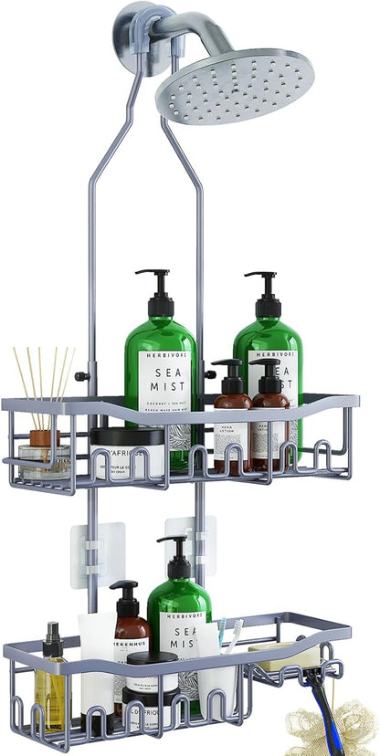 Regine Switzerland Shower Caddy - Rustproof Over Showerhead Organizer with Hooks | Large Size for Shampoo & Soap