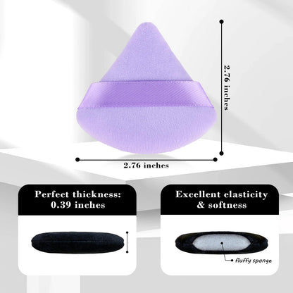 8Pcs of Triangular Powder Puff Makeup Sponges, Made of Super-soft Velvet, Designed for Contouring, Eye, and Corner, Beauty Blender Foundation Mixing Container.(Black)